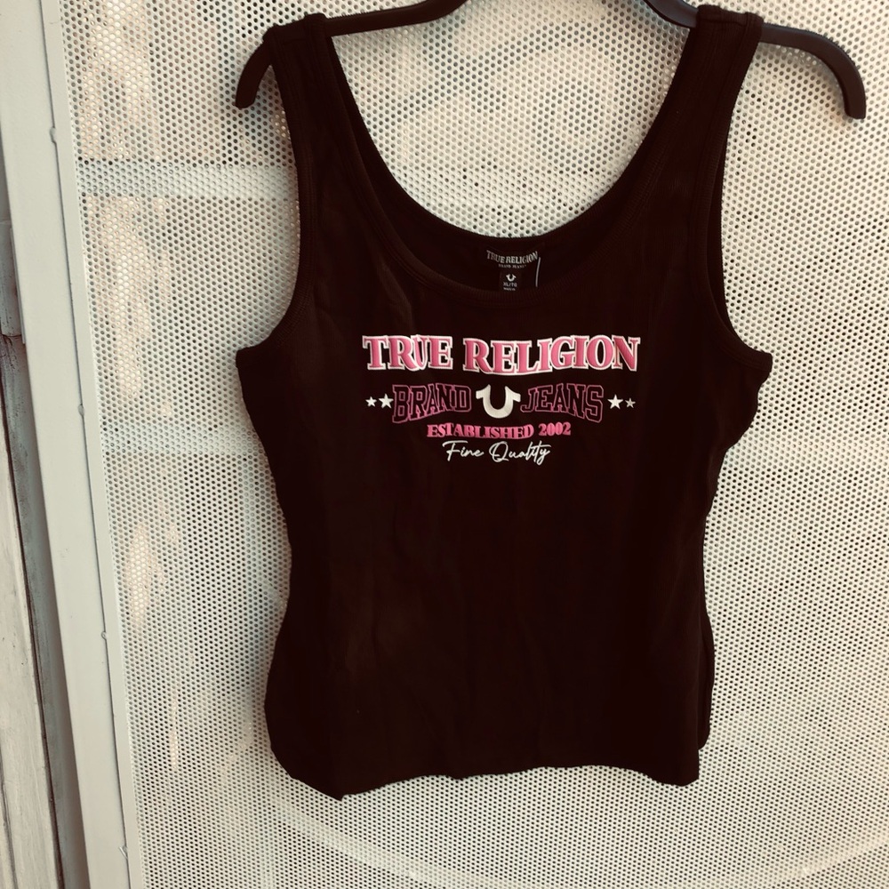 True Religion Women's Black Logo Tank Top - Brand New With Tags! Size XL